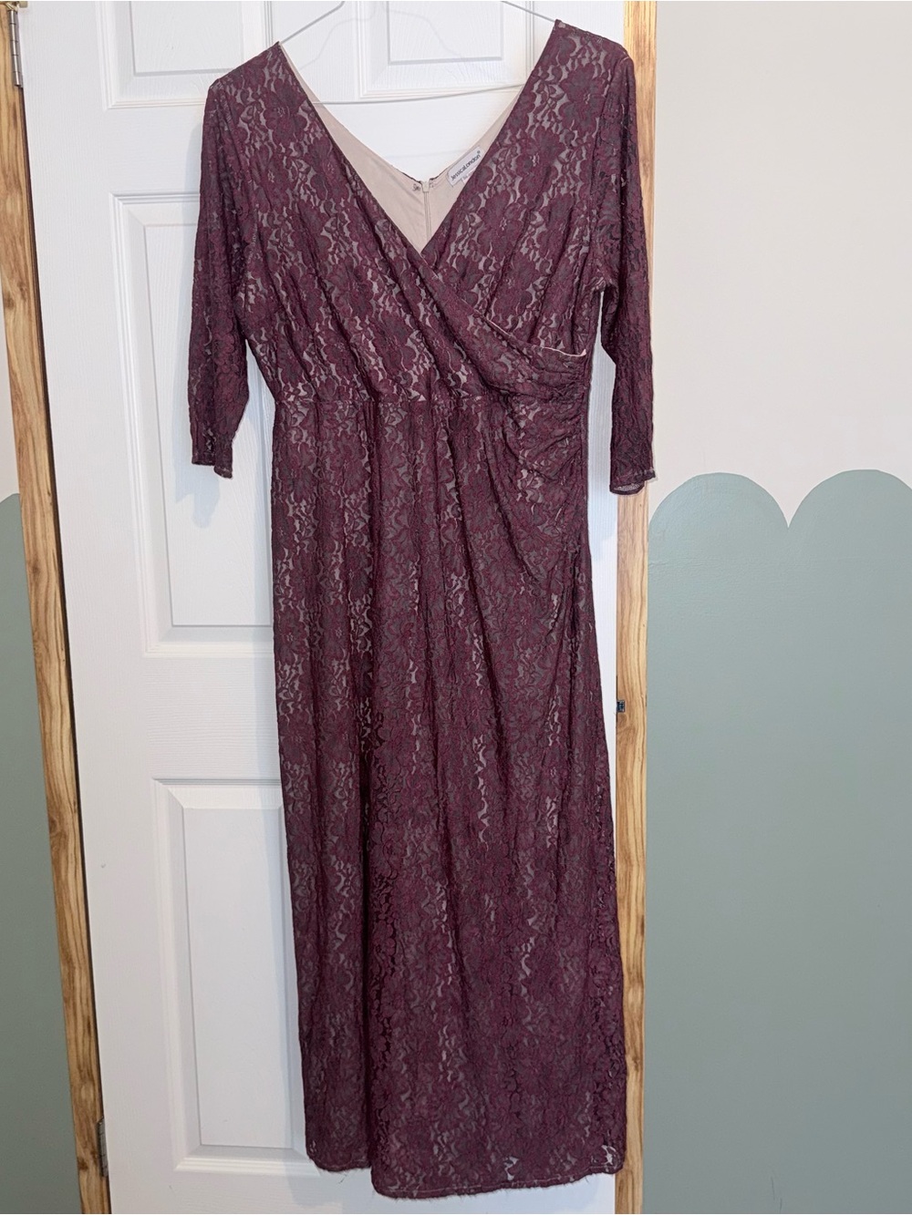 Jessica London Plum Lace Surplice Maxi Dress